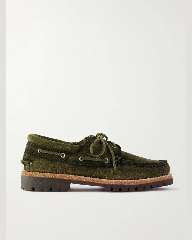Officine Creative Italia Heritage Flexi 001 Brushed-Suede Loafers Green