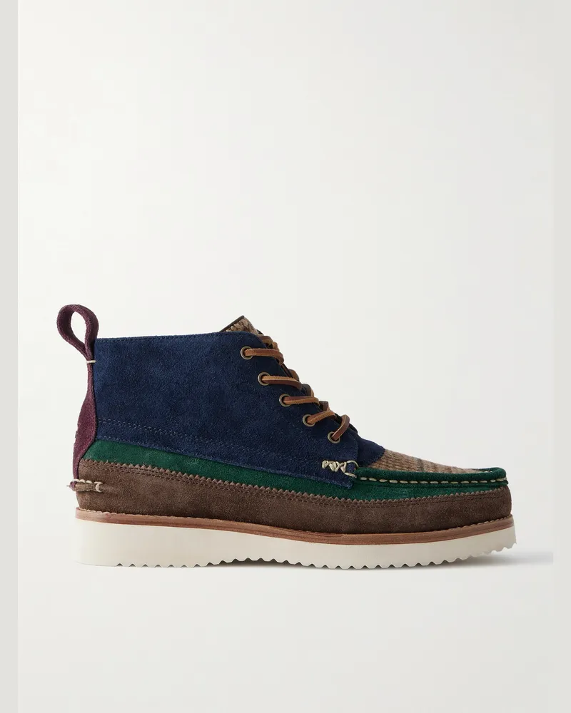 Ralph Lauren Ranger Chukka-Stiefel aus Veloursleder und Rippstrick Blau