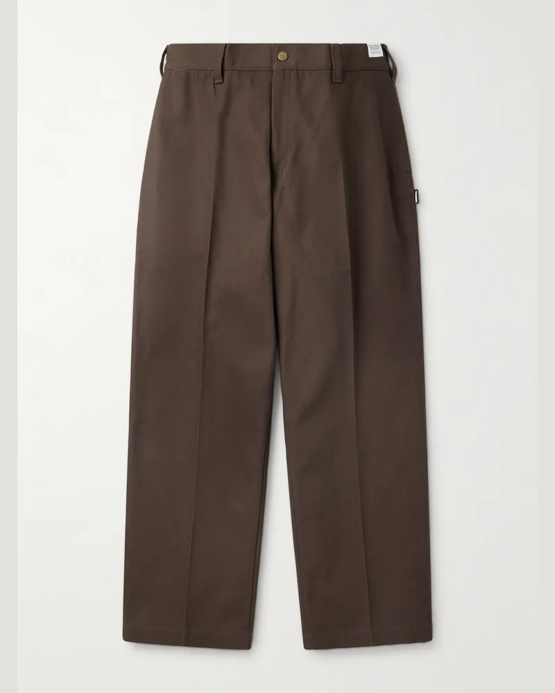 Neighborhood WP weit geschnittene Hose aus Gabardine mit Logoapplikation Braun