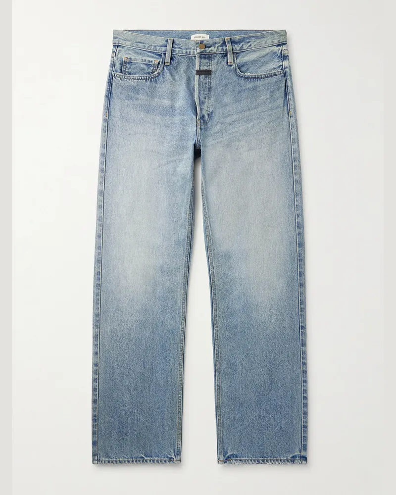 Fear of God Gerade geschnittene Jeans mit Logoapplikation Blau
