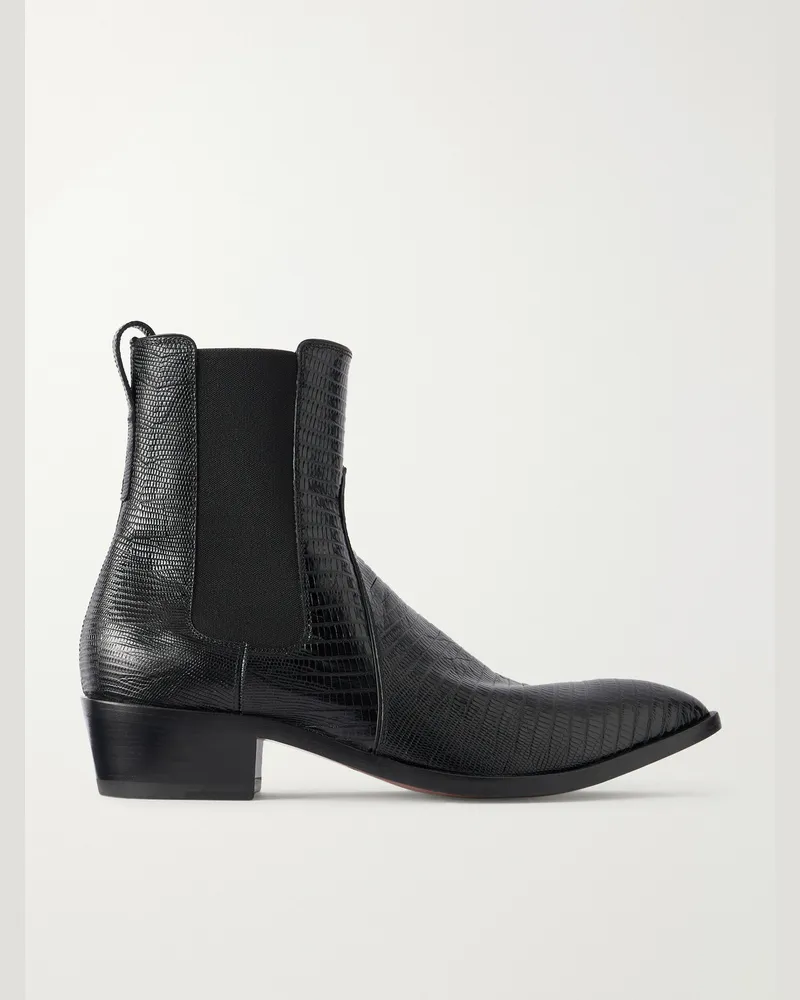 Tom Ford Dagger Lizard-Effect Leather Chelsea Boots Black