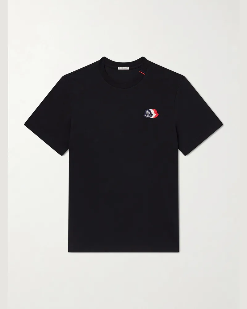 Moncler Logo-Appliquéd Cotton-Jersey T-Shirt Black