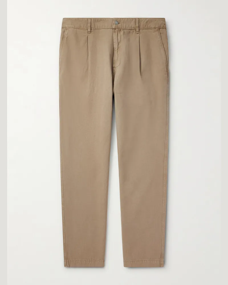 MR P. Daniel schmal zulaufende Hose aus Biobaumwoll-Canvas mit Falten Braun