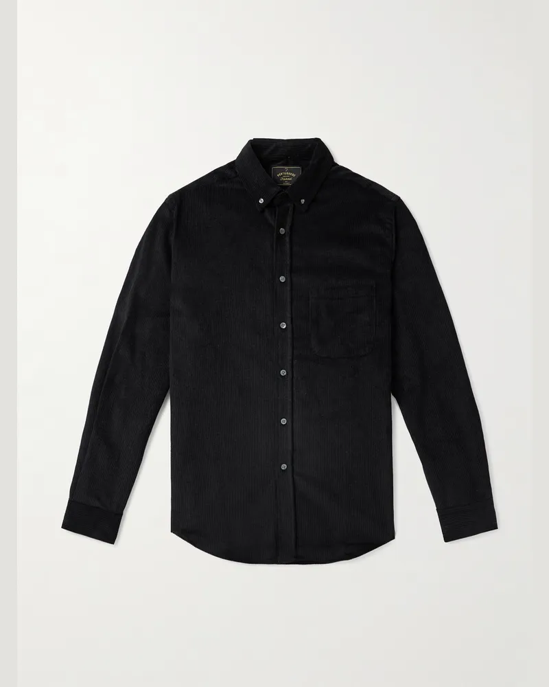 Portuguese Flannel Lobo 2.0 Hemd aus Baumwollcord mit Button-Down-Kragen Schwarz
