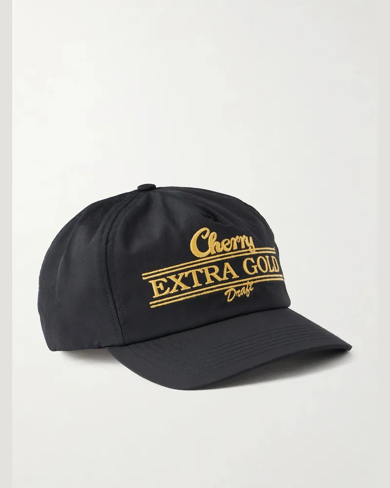 Cherry Los Angeles Extra Gold Logo-Embroidered Shell Cap Black