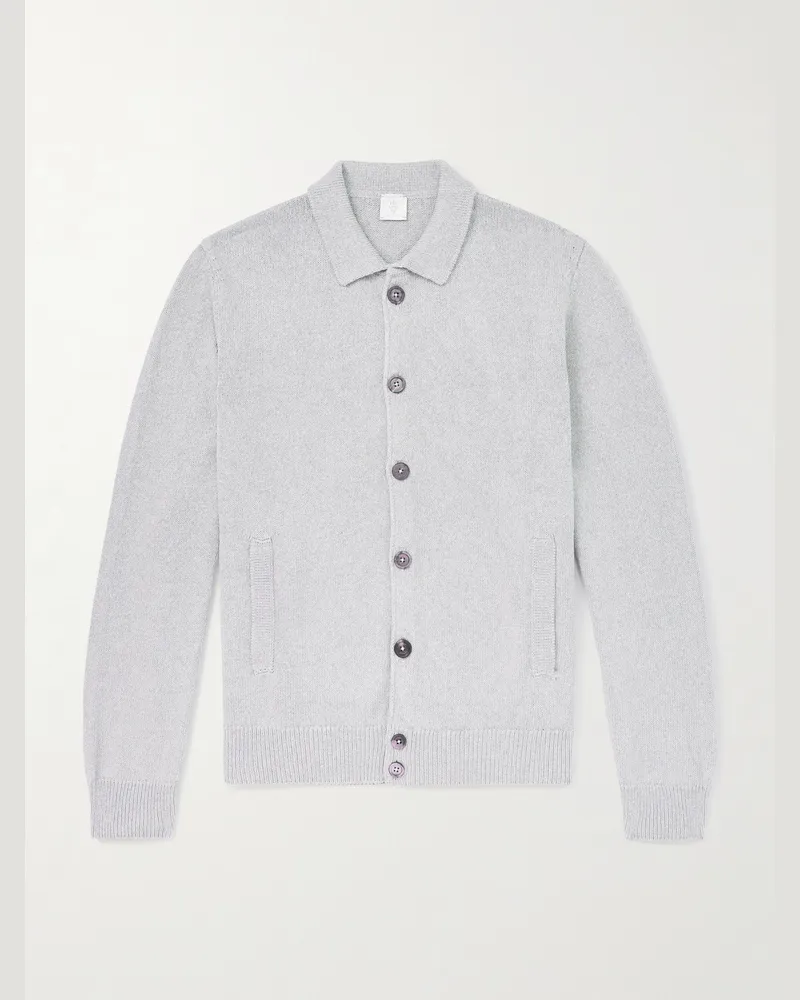Eleventy Cotton and Silk-Blend Cardigan Gray
