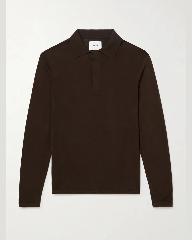 NN 07 Sammy 60047 Cotton and Silk-Blend Polo Shirt Brown