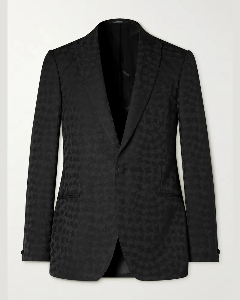 MR P. Houndstooth Jacquard Blazer Black