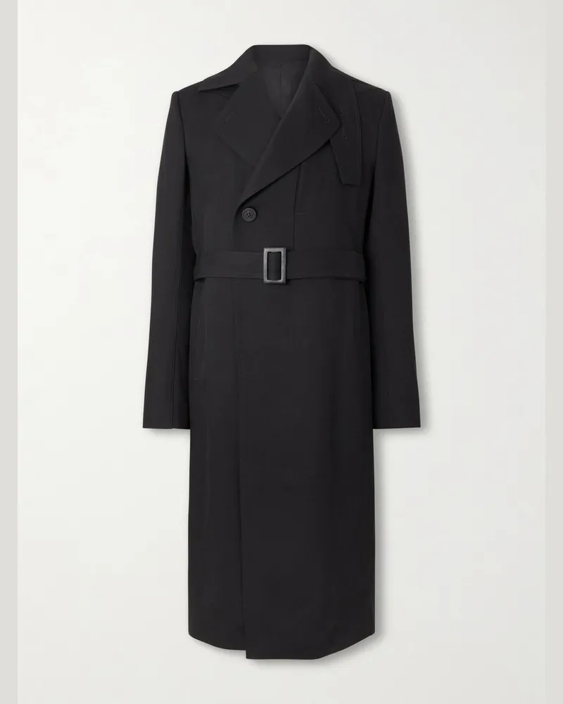 Rick Owens Drella doppelreihiger Mantel aus Wolle Schwarz