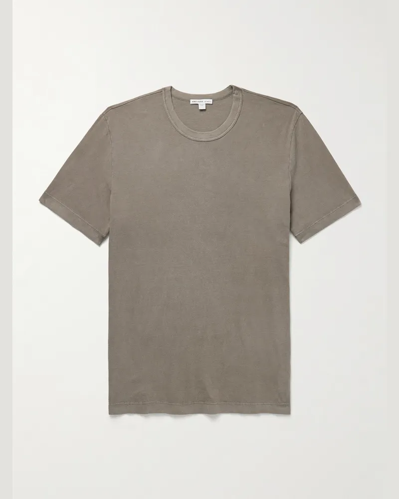 James Perse T-Shirt aus Jersey aus gekämmter Baumwolle Grün