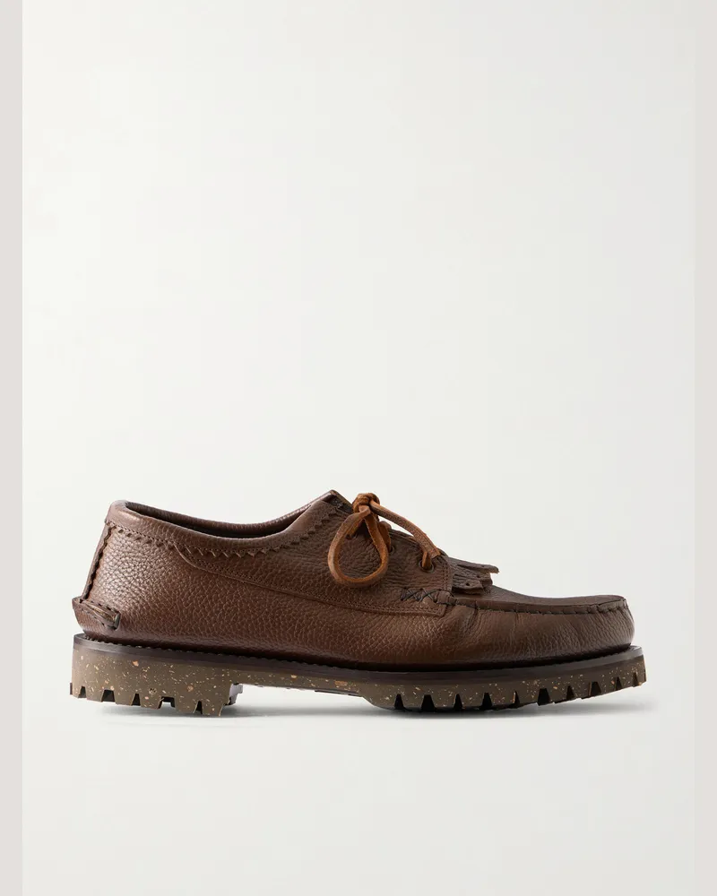 YUKETEN Italian Blucher Full-Grain Leather Boat Shoes Brown