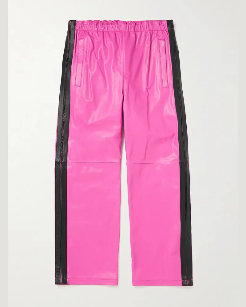Marni Jogginghose aus Leder mit Streifen Pink
