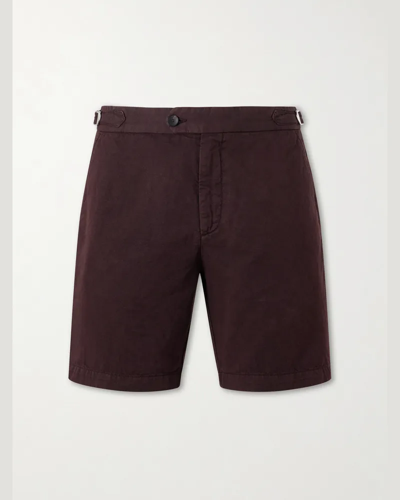 MR P. Straight-Leg Cotton And Linen-Blend Bermuda Shorts Burgundy