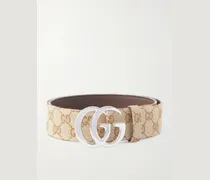 4cm Marmont Logo-Jacquard Canvas Belt