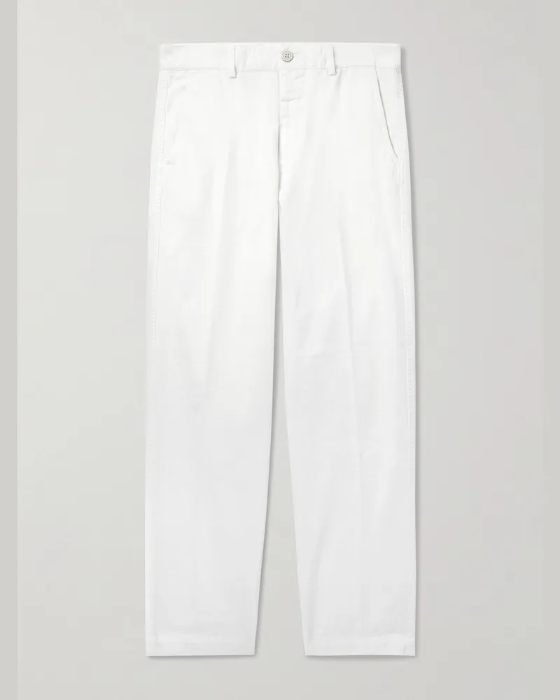 Dries van Noten Slim-Fit Cropped Cotton-Jersey Trousers White