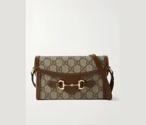 Horsebit 1955 Leather-Trimmed Printed Coated-Canvas Shoulder Bag