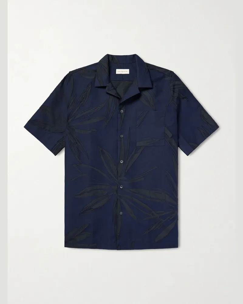 Dries van Noten Hemd aus einer Baumwollmischung mit Blumenprint und Reverskragen Blau