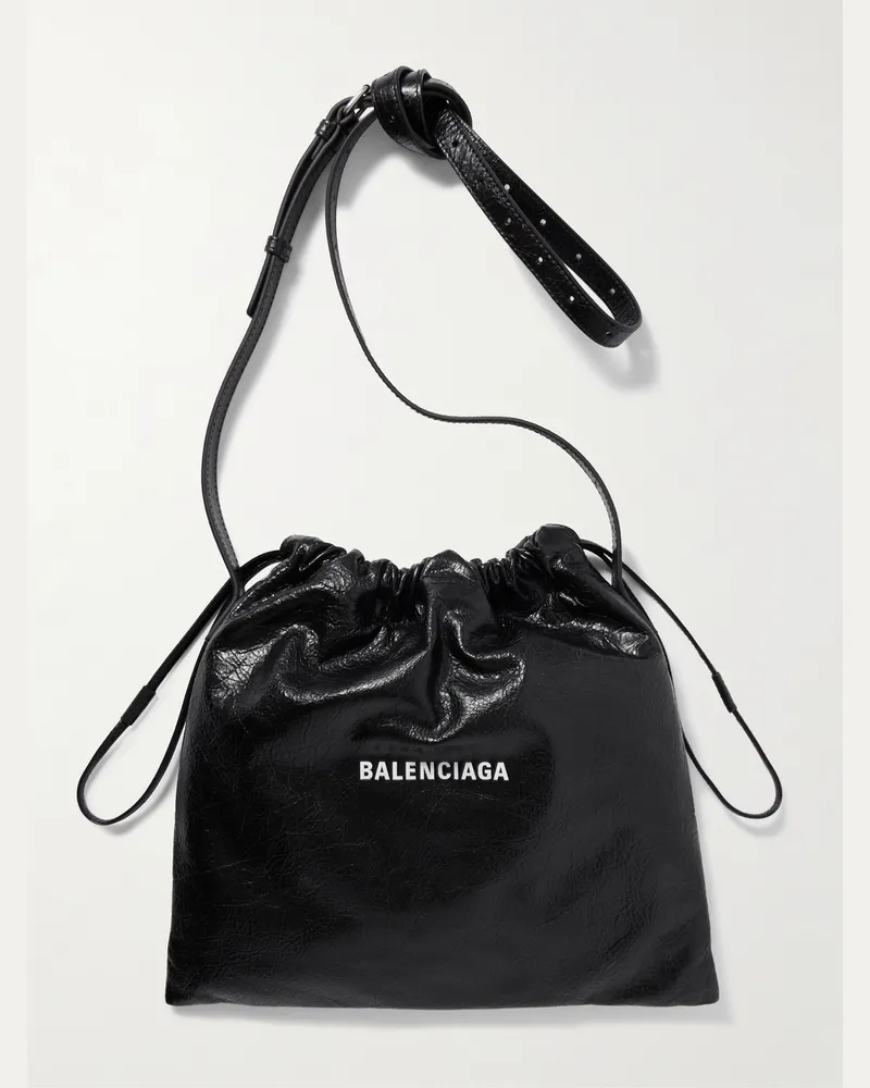 Balenciaga Shopper Etui aus Craquelé-Leder Schwarz