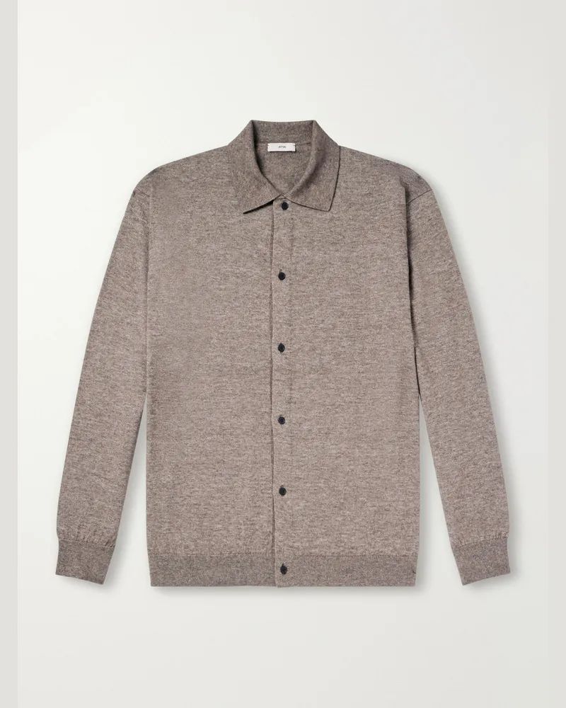 ATON Cotton and Yak Wool-Blend Cardigan Brown