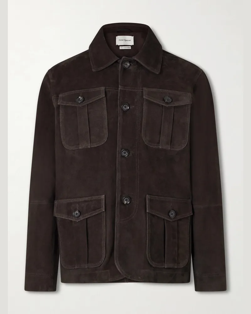 Oliver Spencer Shawcross Jacke aus Veloursleder Braun