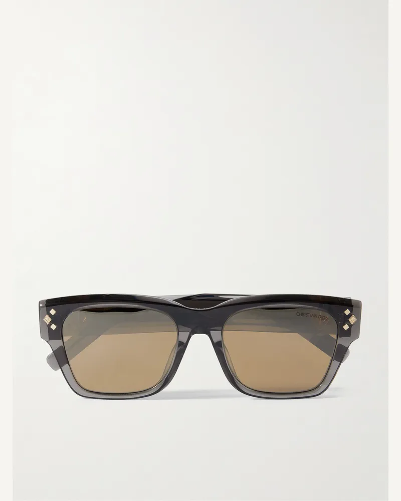 Dior CD Diamond S2I D-Frame Acetate and Silver-Tone Sunglasses Gray