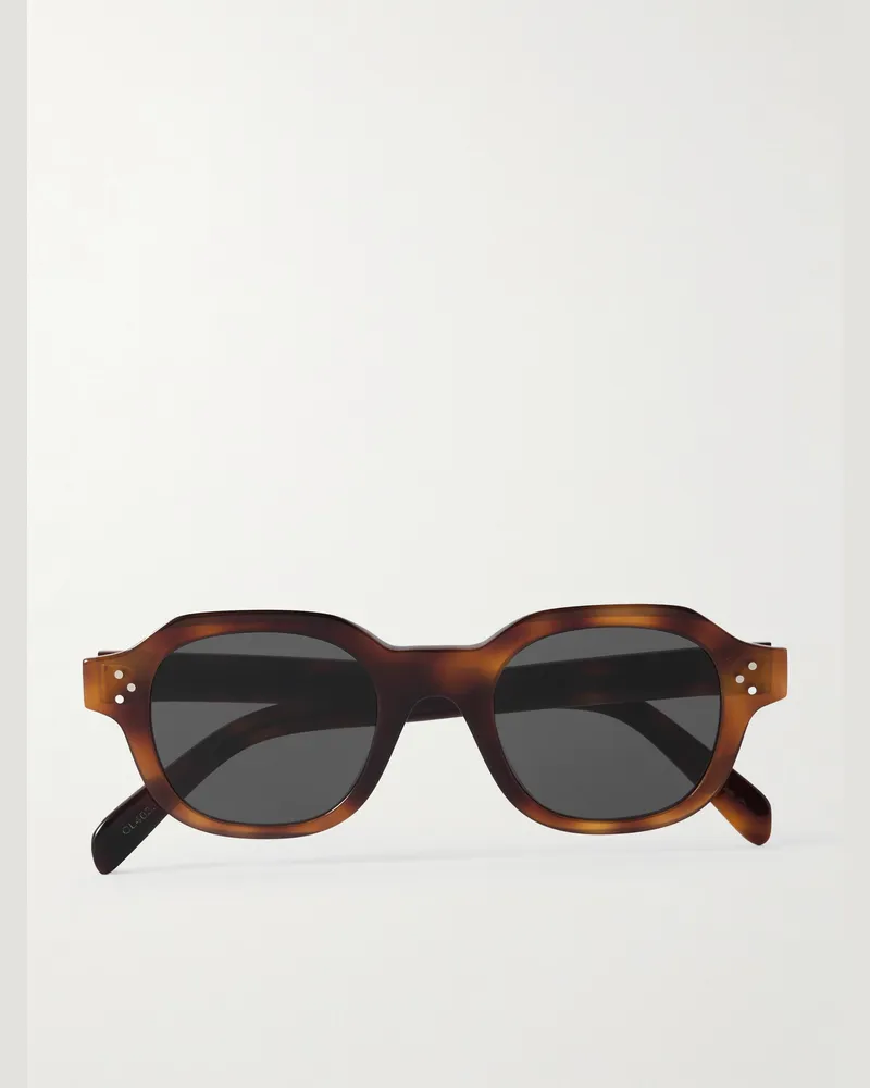 Celine Sonnenbrille mit eckigem Rahmen aus Azetat in Schildpattoptik Horn