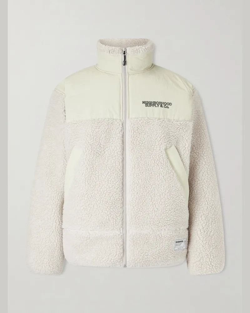 Neighborhood Jacke aus Fleece mit Shell-Besatz und Logostickerei Neutral