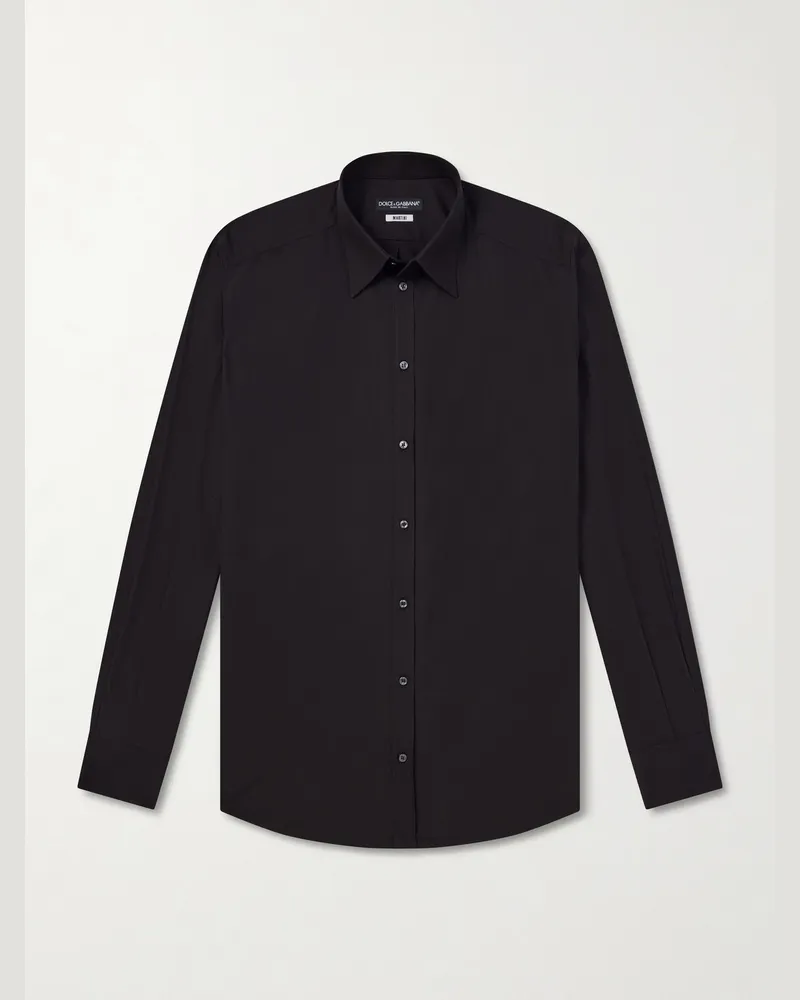 Dolce & Gabbana Hemd aus Baumwoll-Oxford Schwarz