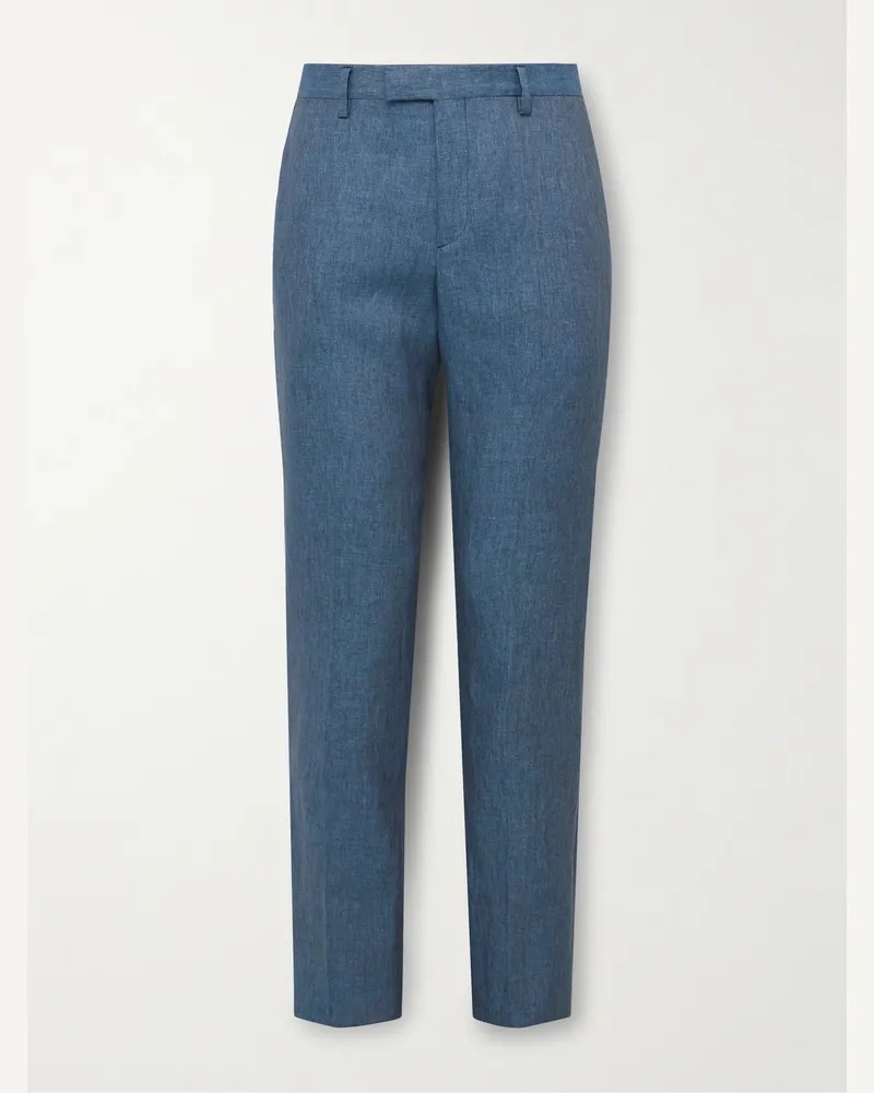 Paul Smith Schmal geschnittene und schmaler zulaufende Hose aus Leinen Blau