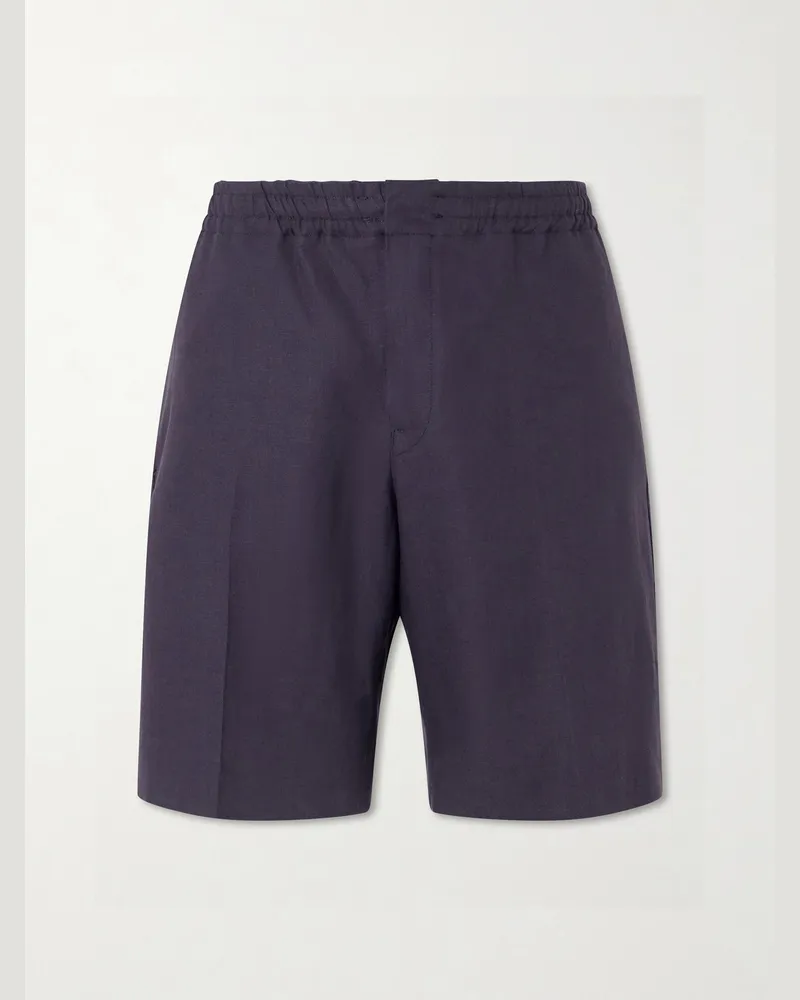 Ermenegildo Zegna Oasi Straight-Leg Linen Shorts Blue