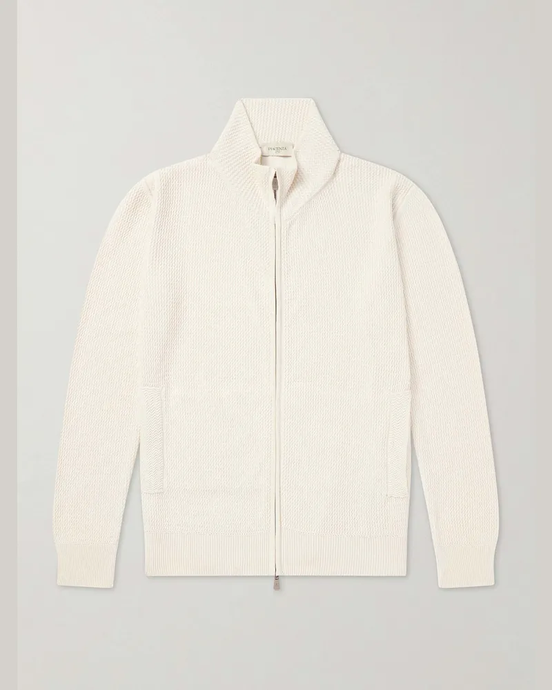 PIACENZA 1733 Knitted Silk and Linen-Blend Zip-Up Cardigan Neutrals