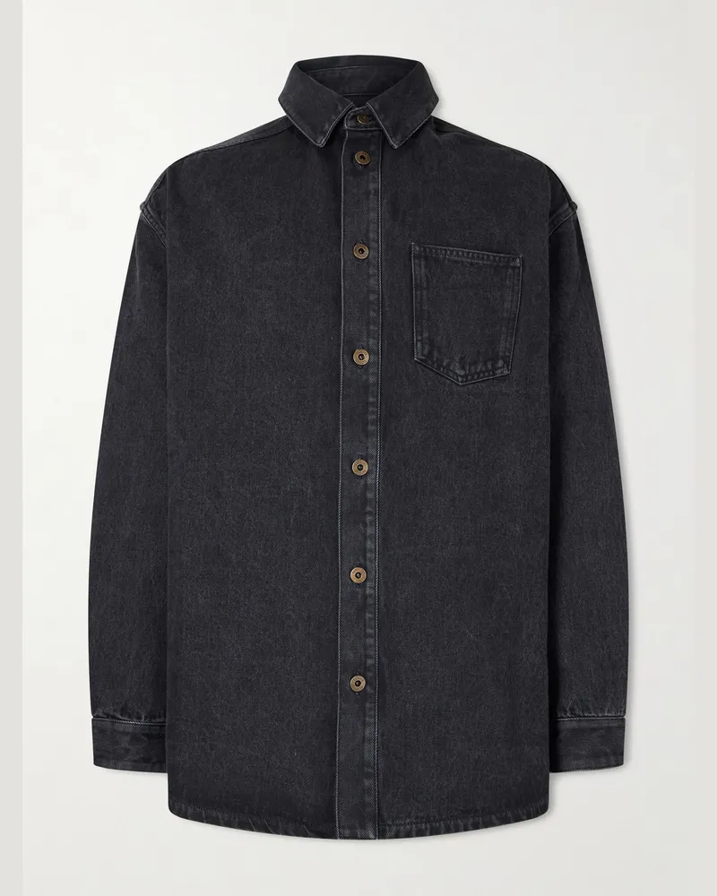 Loewe Anagram Hemdjacke aus Denim mit Logostickerei Schwarz
