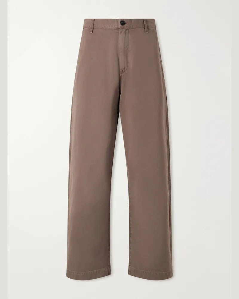 AGOLDE Warwick Wide-Leg Recycled-Cotton Twill Trousers Brown