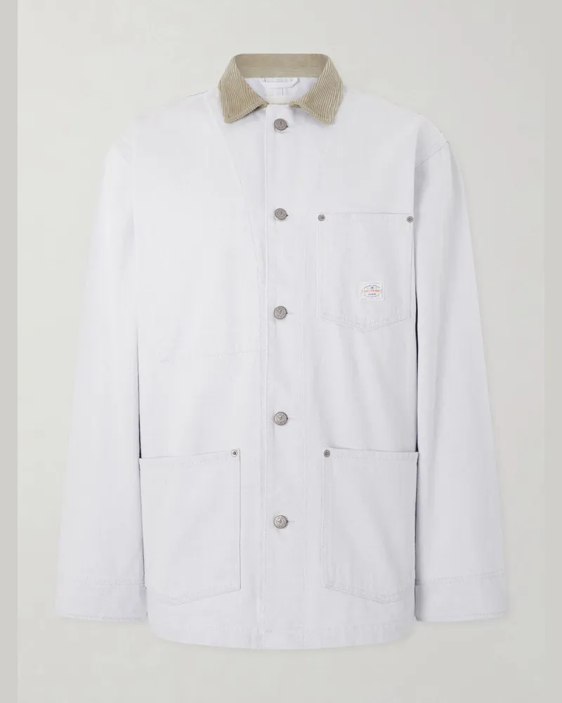 Aimé Leon Dore Corduroy-Trimmed Denim Jacket White