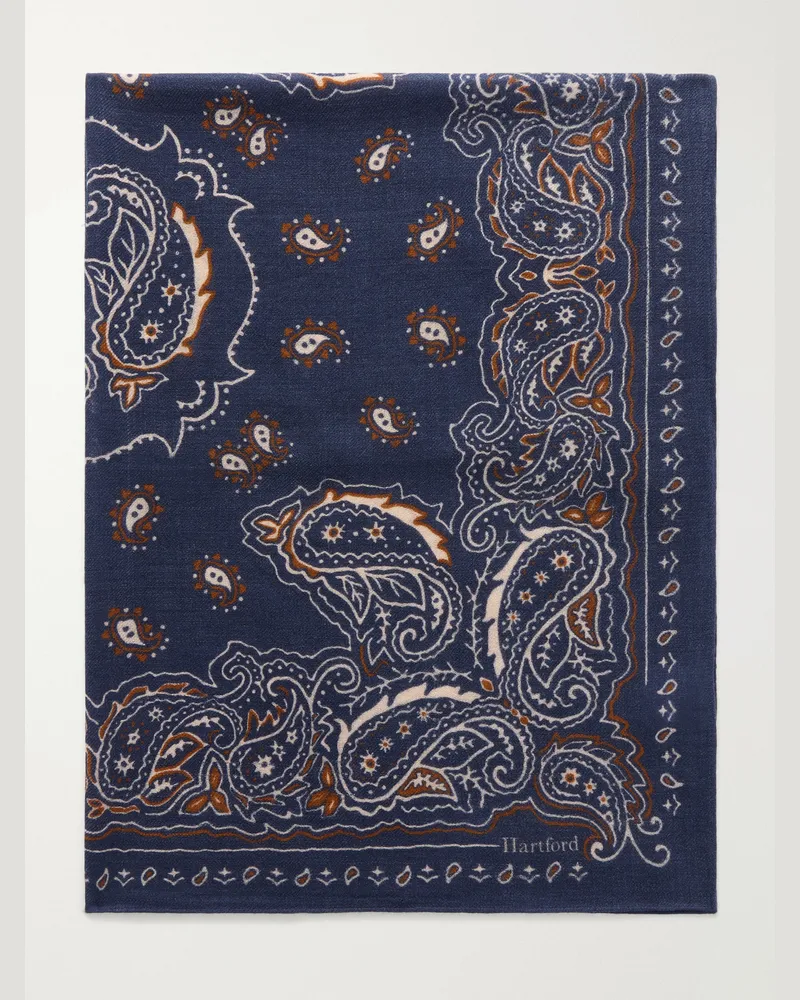 Hartford Printed Wool Scarf Blue