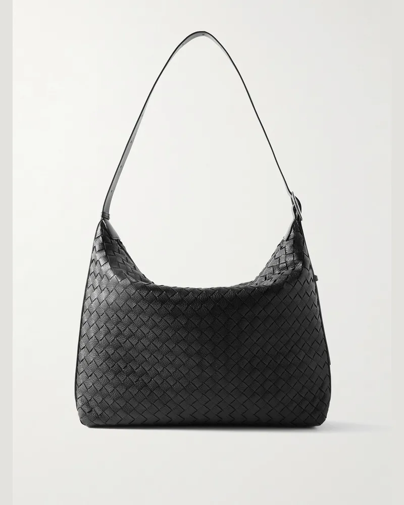 Bottega Veneta Traveler Tote aus vollnarbigem Intrecciato-Leder Schwarz