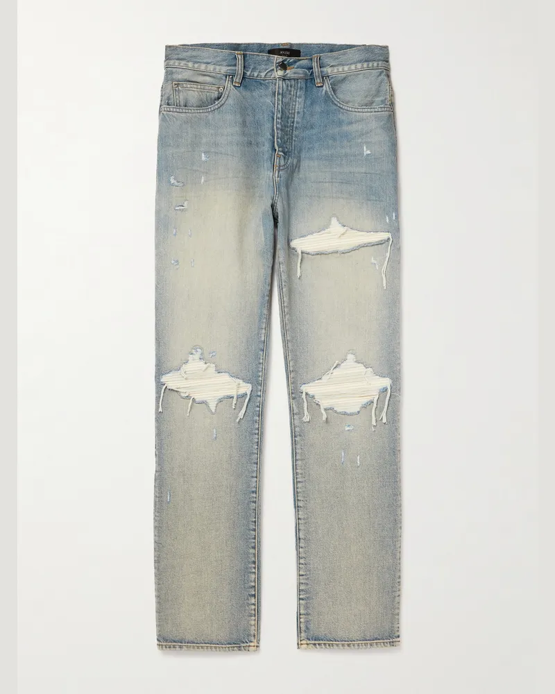 Amiri MX1 Skinny-Fit Panelled Distressed Jeans Blue