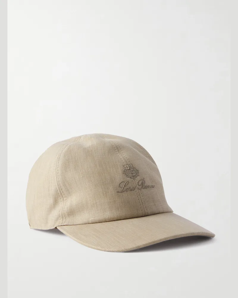 Loro Piana Logo-Embroidered Linen Baseball Cap Neutrals