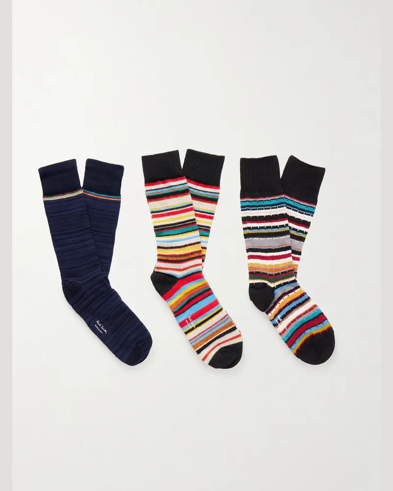 Paul Smith Set aus drei Paar Socken aus Baumwolle Mehrfarbig