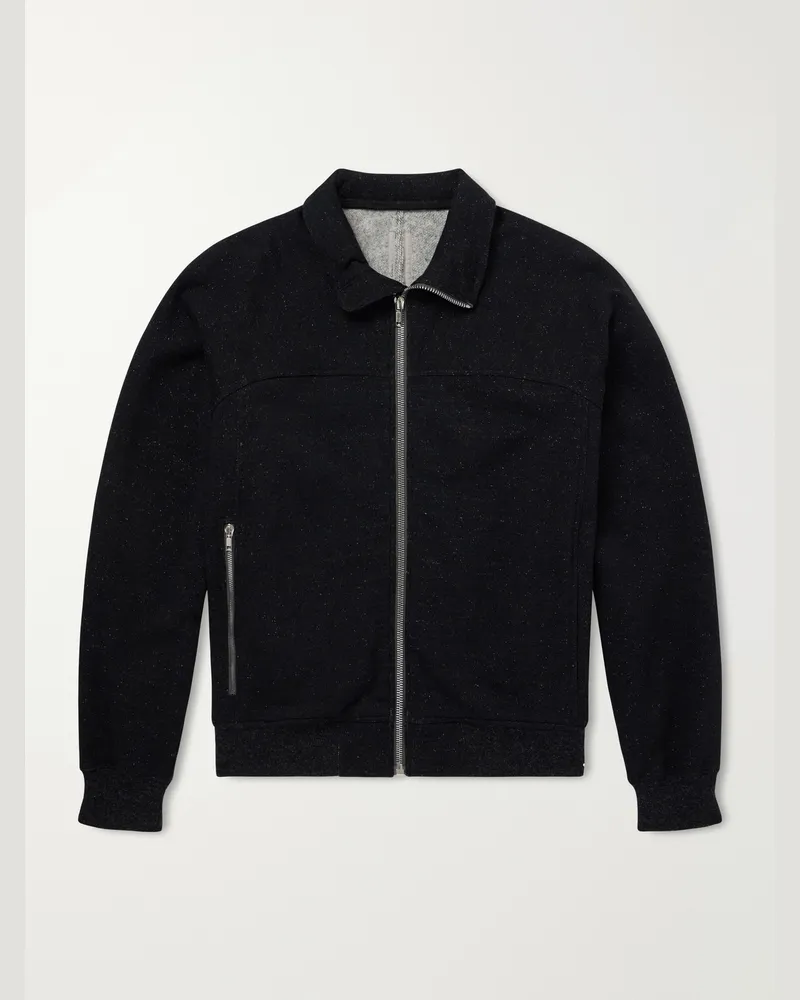 Rick Owens Wool and Cotton-Blend Zip-Up Sweater Black