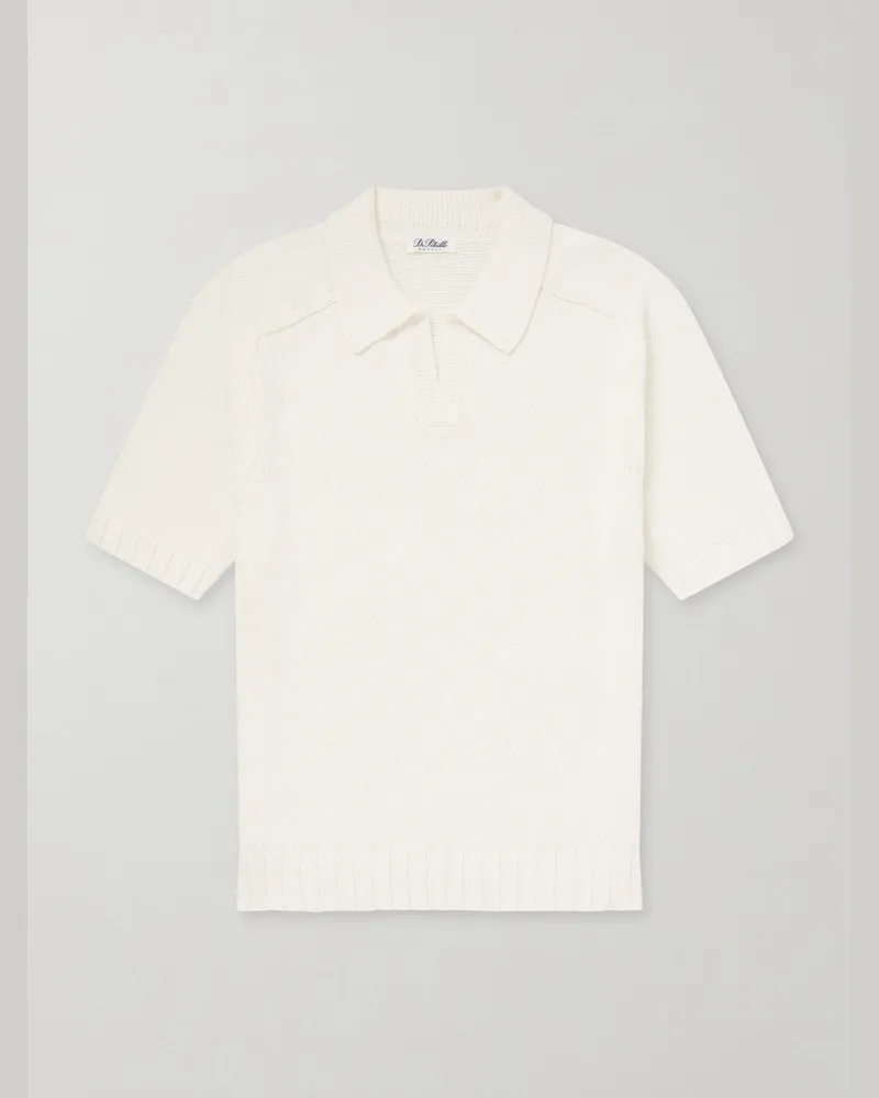 De Petrillo Knitted Cotton Polo Shirt Neutrals