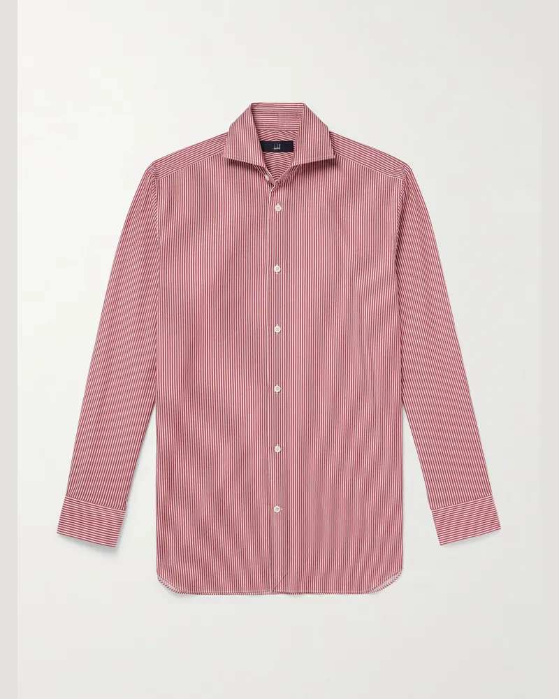 Dunhill Cutaway-Collar Striped Cotton-Poplin Shirt Red