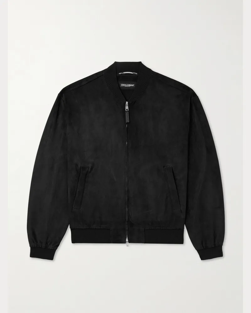 Dolce & Gabbana Bomberjacke aus Veloursleder Schwarz