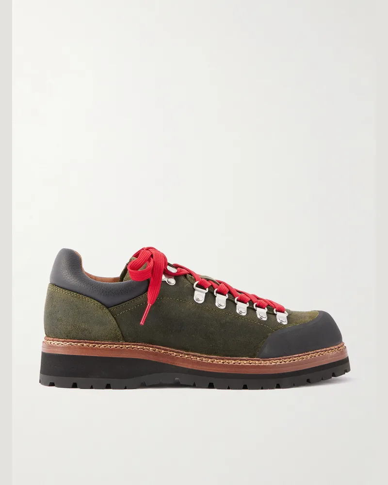 Ralph Lauren Alpine Low Wanderschuhe aus gewachstem Veloursleder mit Besatz aus Gummi und Leder Grün