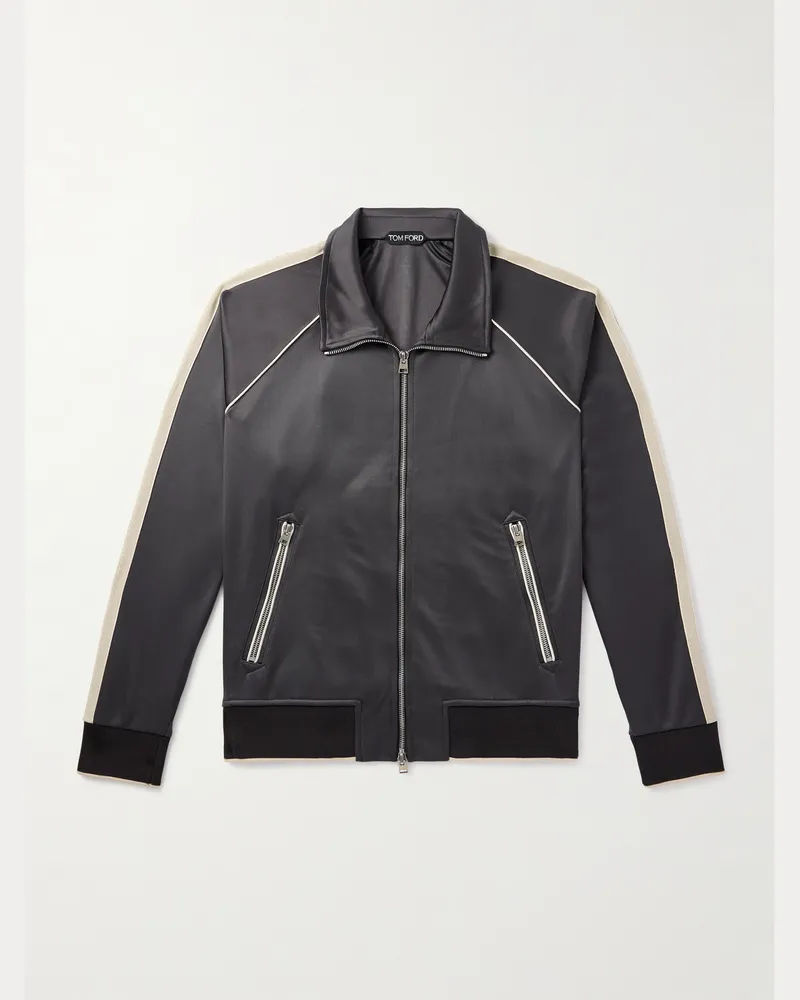 Tom Ford Trainingsjacke aus Jersey mit Streifen Schwarz