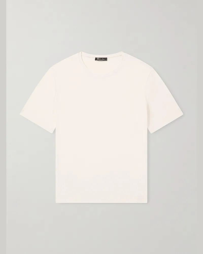 Loro Piana Mazzorbo Silk and Cotton-Blend Jersey T-Shirt Neutrals