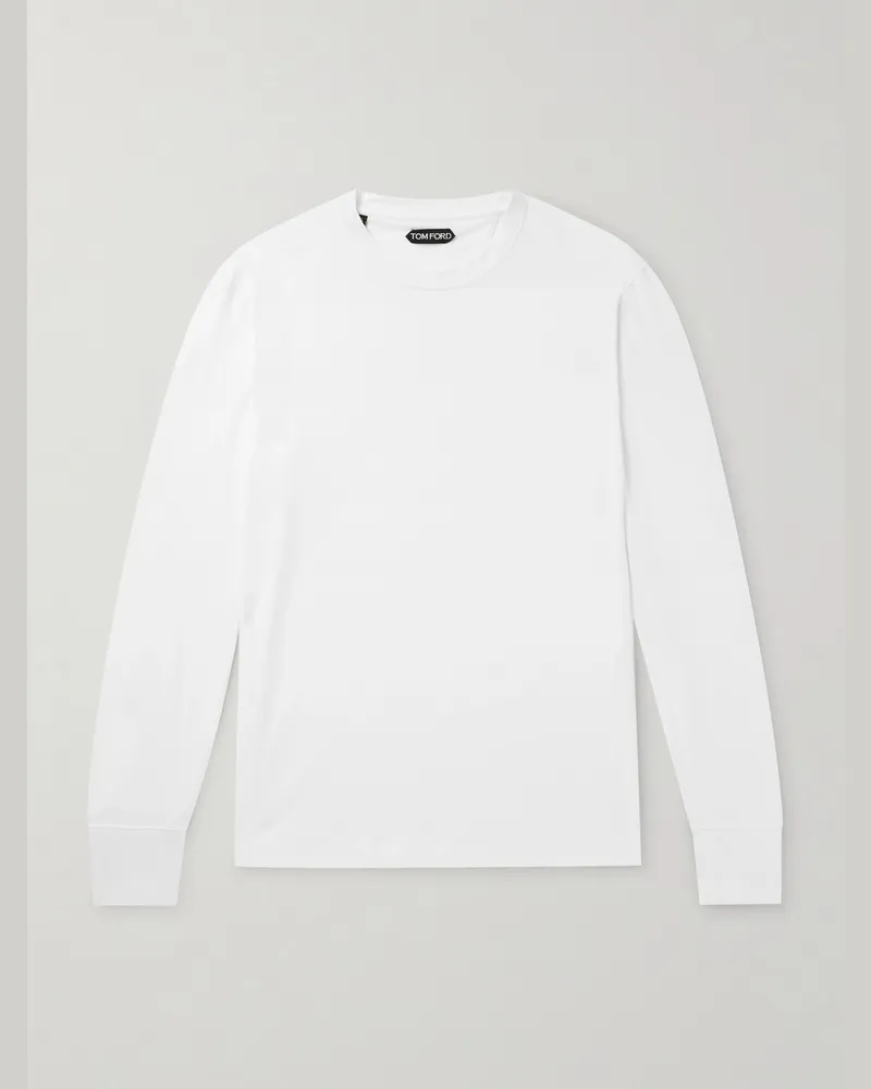 Tom Ford Slim-Fit Lyocell and Cotton-Blend Jersey T-Shirt White