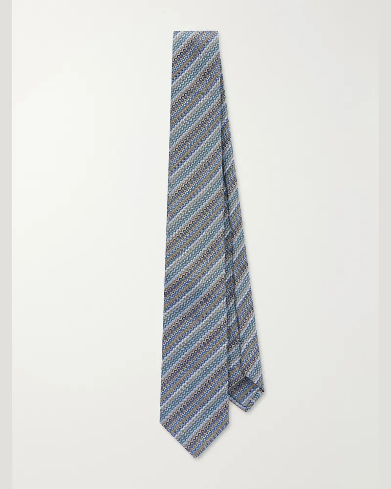Missoni 7cm Crochet-Knit Silk Tie Blue