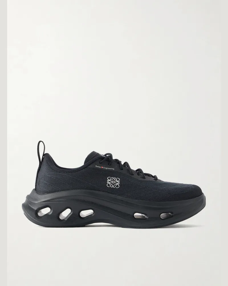 Loewe On Cloudtilt Rubber-Trimmed Mesh Sneakers Black