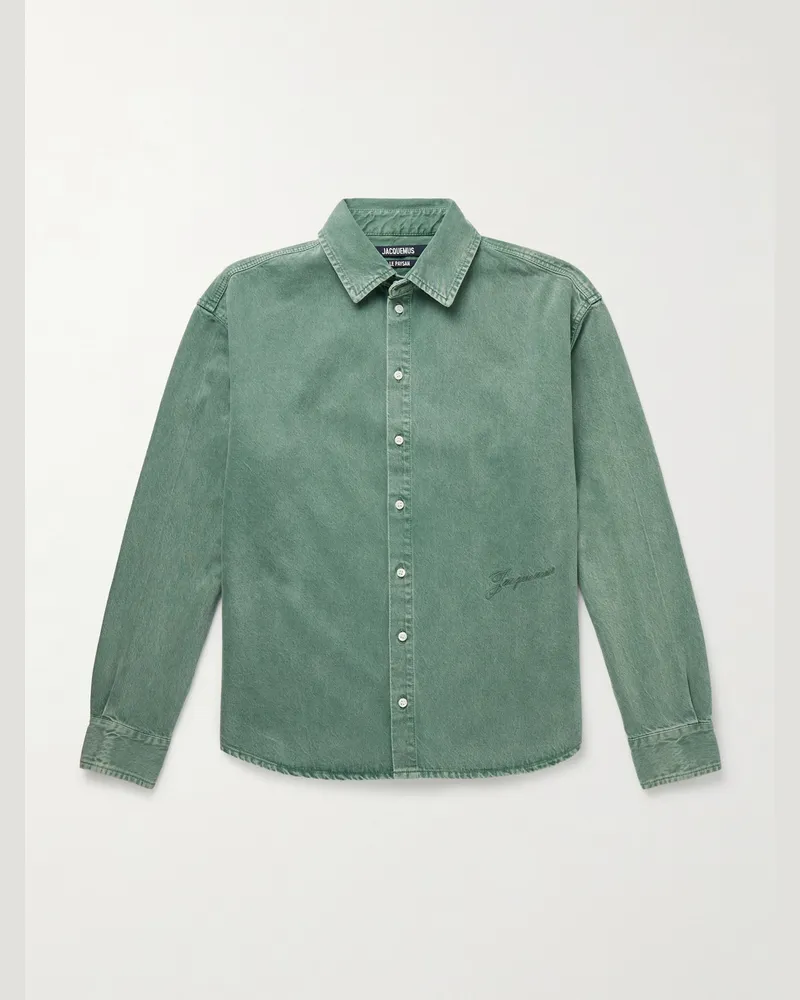 Jacquemus Simon Jeanshemd mit Logostickerei Grün